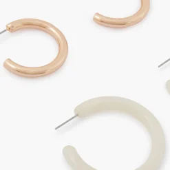 Discount Balaboosté Set de 2 paires de créoles métal et résine