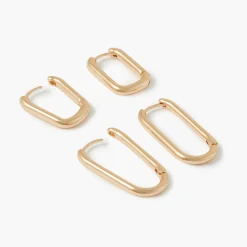 Online Balaboosté Set de 2 paires de créoles dorées rectangulaires