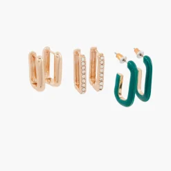 Cheap Balaboosté Set de 3 paires de petites créoles rectangulaires