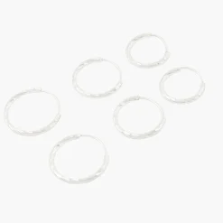 Discount Balaboosté Set de 3 paires de petites créoles torsadées argentées