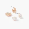 Hot Balaboosté Set de 2 paires de petites créoles perle et twistées