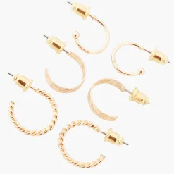 Cheap Balaboosté Set de 3 petites créoles dorées texturées
