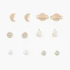 Hot Balaboosté Set de 6 puces d'oreilles strass perle lune et planète