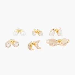 Hot Balaboosté Set de 6 puces d'oreilles strass perle lune et planète