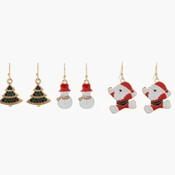 Flash Sale Balaboosté Set de boucles d'oreilles pendantes doré Crazy Xmas