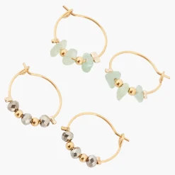 Flash Sale Balaboosté Set de mini créoles Acier Inoxydable pierres d'Aventurine